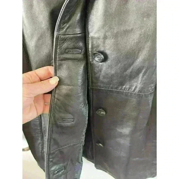 JLC New York Outerwear leather jacket, size M, Imported, color black, button up - Picture 3 of 7